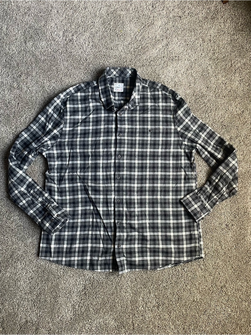 johnnie-O Denali Hangin' Out Button Up Plaid Shirt Charcoal